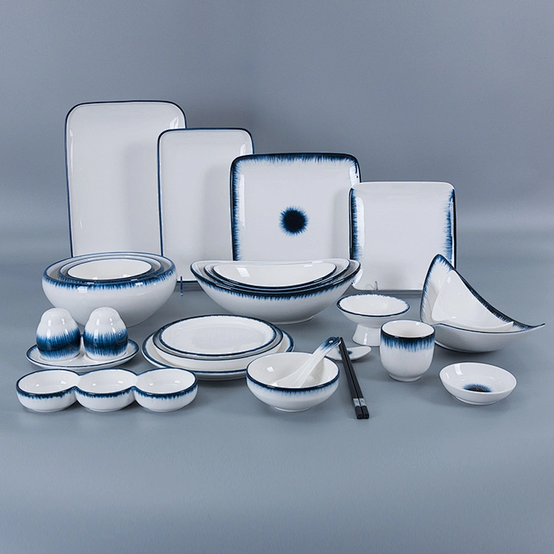 P&T Royal Ware Famous Brand On Glaze Blue, Chaozhou Good Quality In Stock Cracking Glaze Bowl, Nordic Plate~