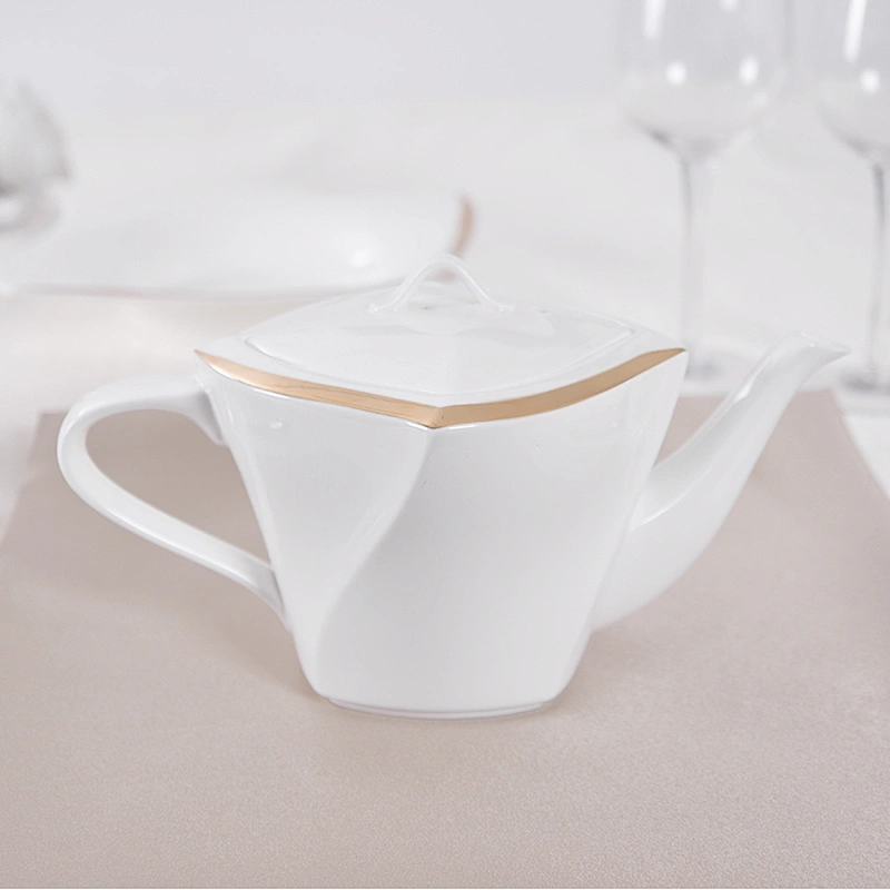 P&T Luxury Gold Plated Coffee set Ceramic Tea Pot, Royal Bone China Classic Coffee and Tea Set