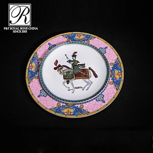 P&T Porcelain factory Horse decal dinnerware Pink style bone china plates