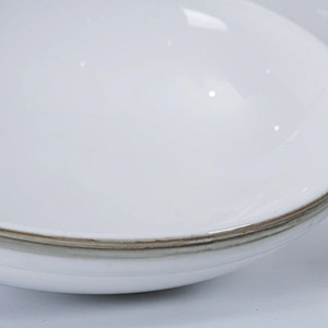 P&T Royal Ware Factory Wholesale Restaurant Grey Rim Porcelain Ceramic Soup Bowl