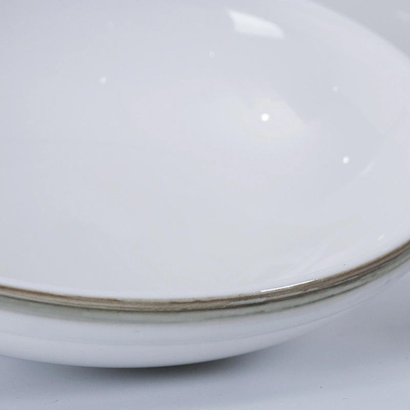 P&T Royal Ware Factory Wholesale Restaurant Grey Rim Porcelain Ceramic Soup Bowl