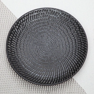 european style black ceramic commercial dinner plates used in restaurant