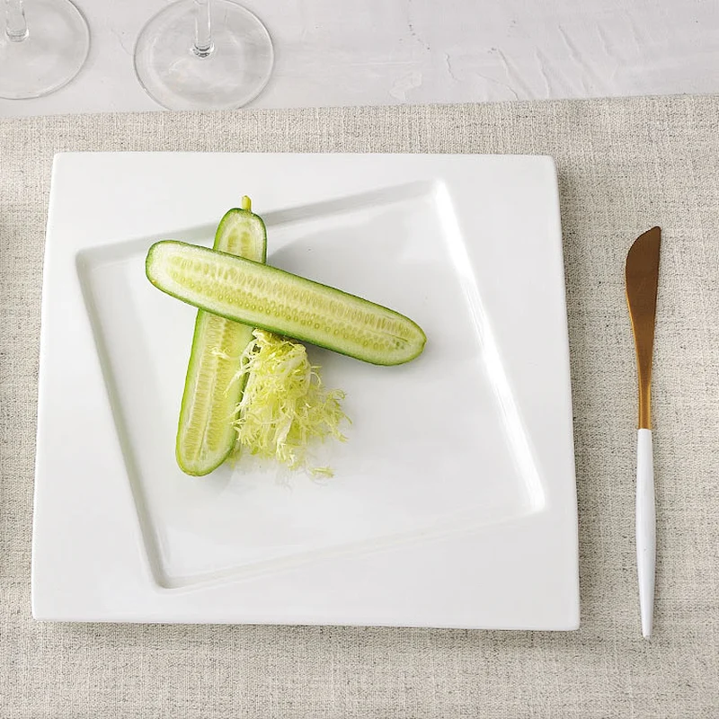 Modern Square Restaurant Tableware Ceramic Kitchen Dinner Plates Sets Dinnerware