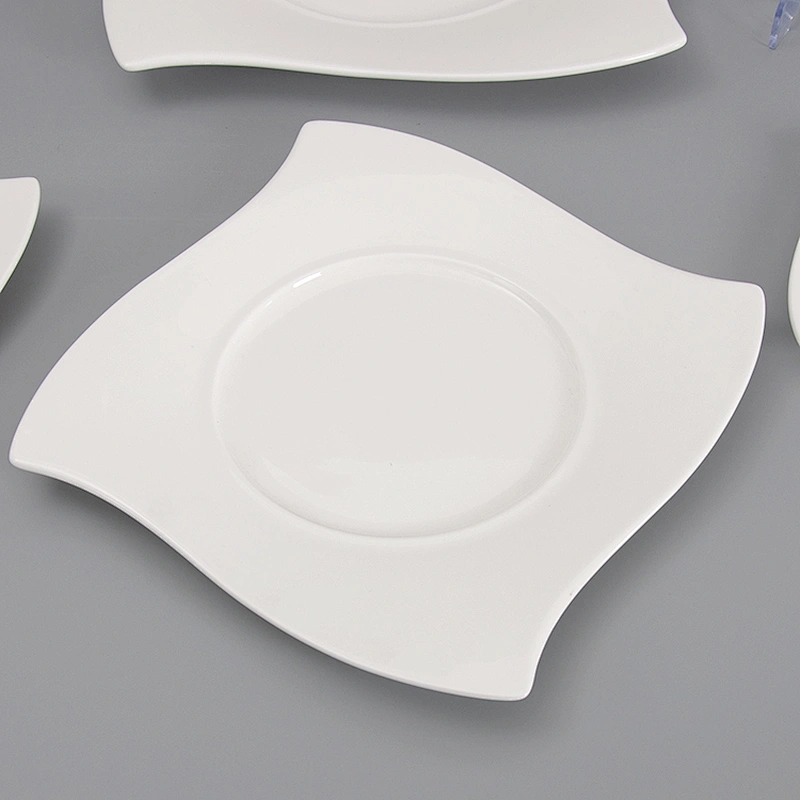 P&T Hotel Ceramic Plates Bone China White Ceramic Dinner Plate 8 Inch Plate,White Porcelain Ceramic plate