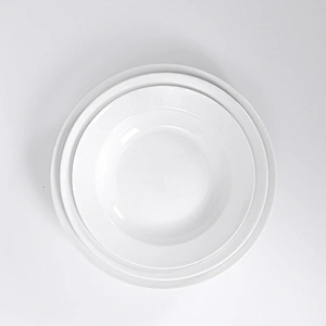 Manufacturer Wholesale Hotel White Ceramic Deep Plate, Restaurant  8inch Porcelain Soup Plate