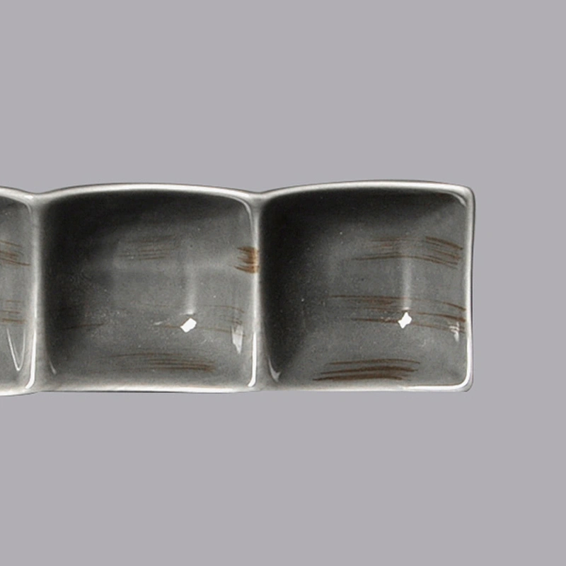 wholesale custom rectangle porcelain ceramic divided sushi dinner snack plates for holtel