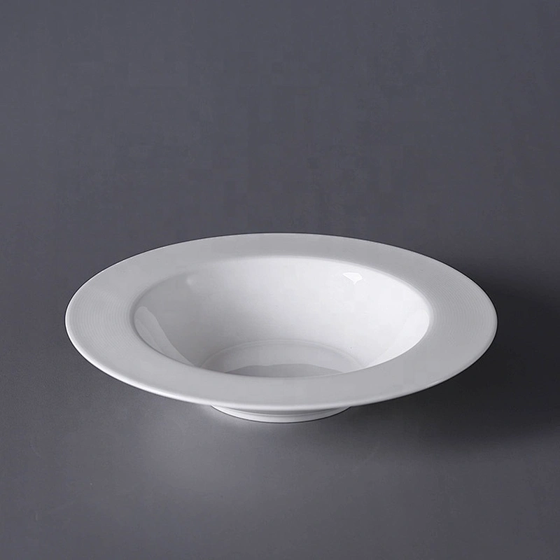 Wholesale White Round Bone China Salad Mixing Bowl Ramen Salad Bowl for Dinner