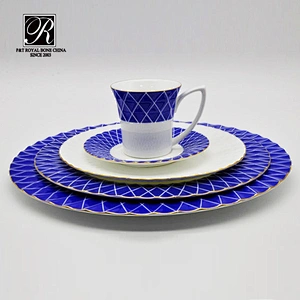 royal ware blue decal pattern dinnerware new design ceramic tableware dinner set