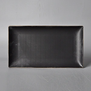 wholesale restaurant crockery porcelain matte black rectangle dessert plate