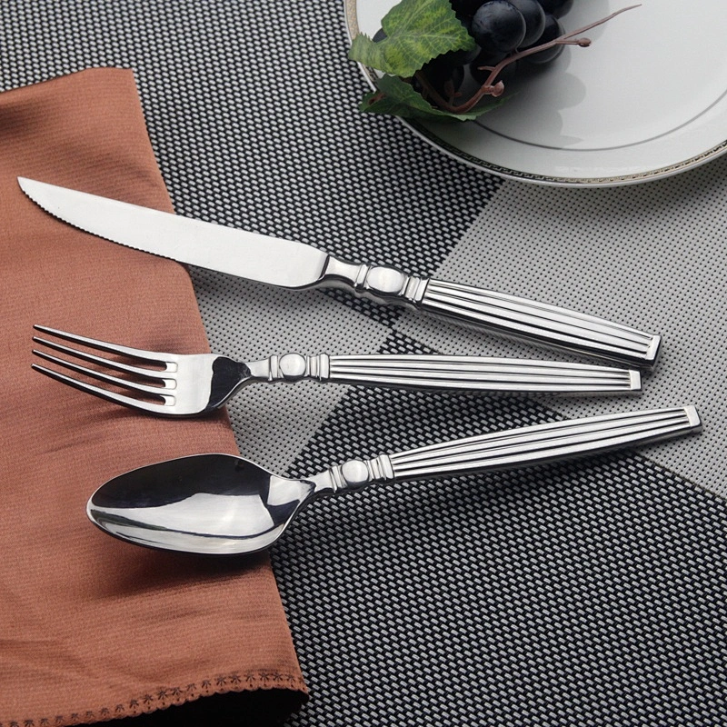 High Grade Stainless Steel Cutlery Custom Logo 304 Stainless Steel Spoons Forks Knives Flatware Set Couverts Set for Hotel