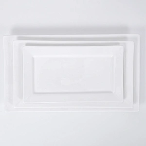 Most Popular Rectangular White Beef Plate, Wholesale Restaurant Plate/
