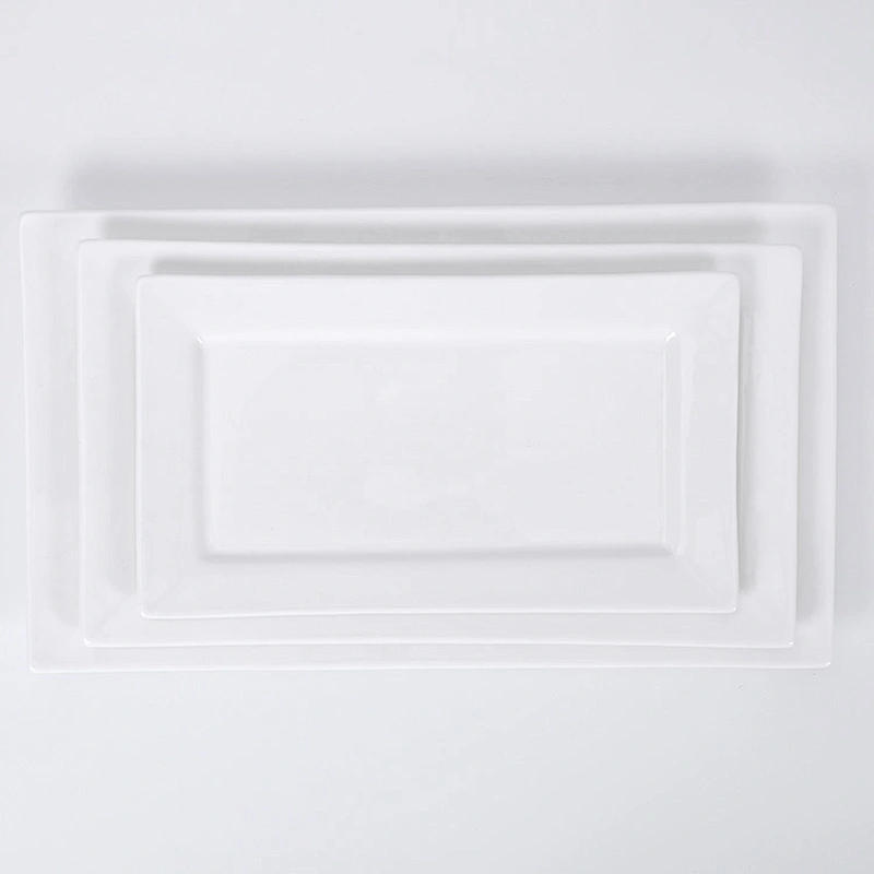 Most Popular Rectangular White Beef Plate, Wholesale Restaurant Plate/