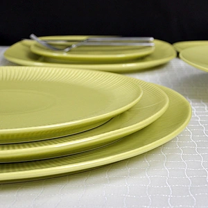 Nordic Simple Dinnerware Porcelain Eco-friendly Oval Green Ceramic Plates
