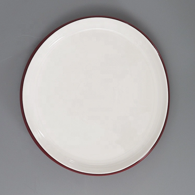 Manufacturer Modern Nordic Style Red White Flat Restaurant Dinner Plate Set