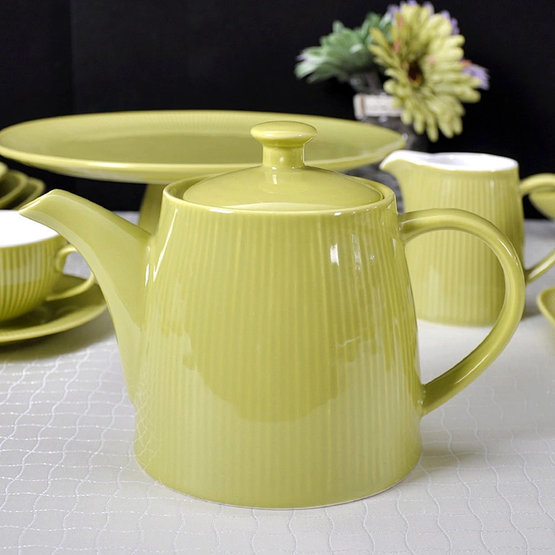 Factory Direct Wholesale Ceramic Restaurant Green Tea Pot Set Custom Hotel Porcelain Tea Set