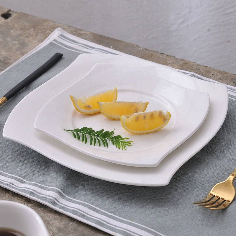 factory wholesale quality modern white square bone china serving fruits salad ceramic fruit plate for hotel used