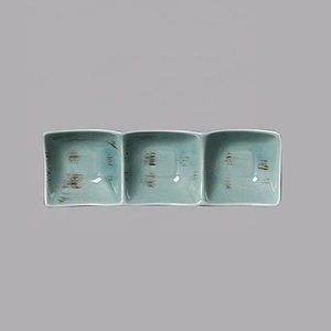 ceramic rectangular porcelain 3 compartment snack serving plates dish
