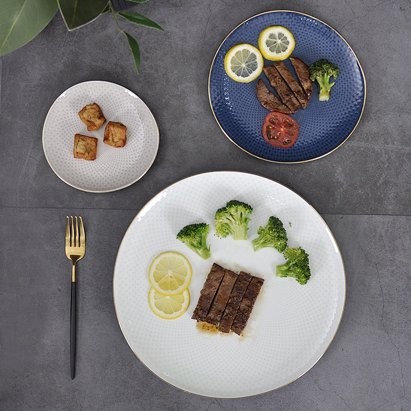 P&T Royal Ware Hotel Restaurant Catering Smooth Glaze Table-Top dinnerware 12 inch bone china plate with gold rim