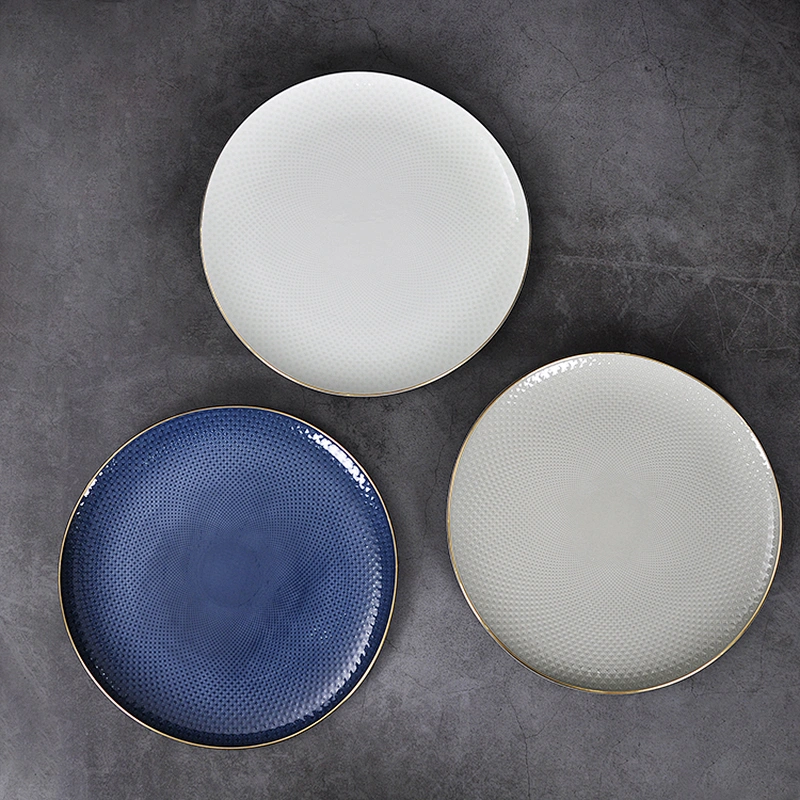 P&T Royal Ware Hotel Restaurant Catering Smooth Glaze Table-Top dinnerware 12 inch bone china plate with gold rim
