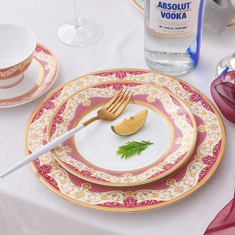 manufacturer gold rim banquet event ceramic bone china dinnerware