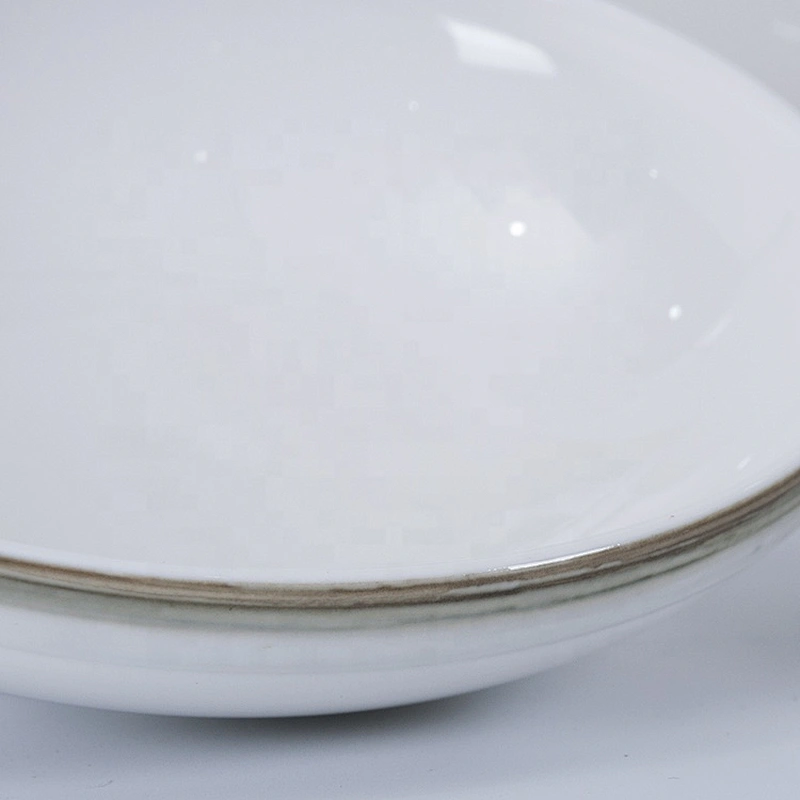 P&T Royal Ware Factory Wholesale Restaurant Grey Rim Porcelain Ceramic Soup Bowl