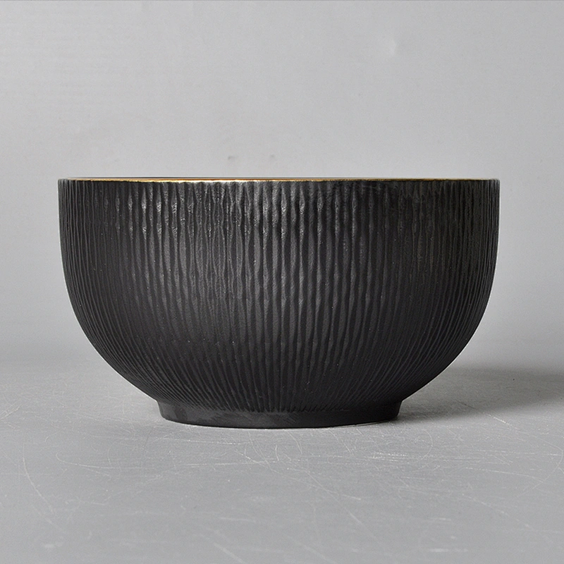 tableware set nordic black round black crockery porcelain ceramic restaurant hall rice bowl