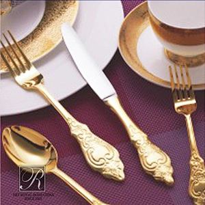 stainless steel silver and gold cutlery set