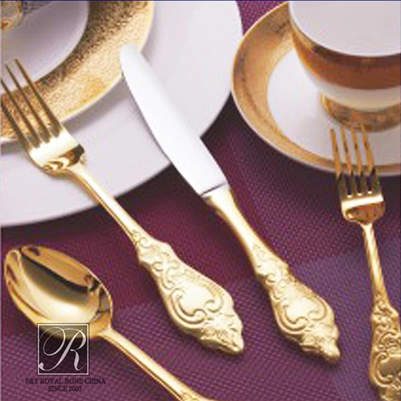 stainless steel silver and gold cutlery set