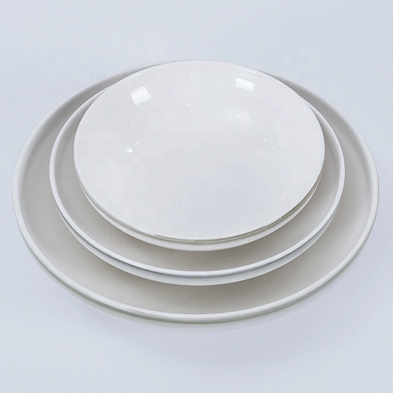 P&T Royal Ware Factory Wholesale Restaurant Grey Rim Porcelain Ceramic Soup Bowl