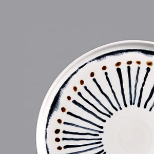 Wholesale manufacturer Straight Sided Glazed round Nordic white blue porcelain ceramic meat steak dinner plate