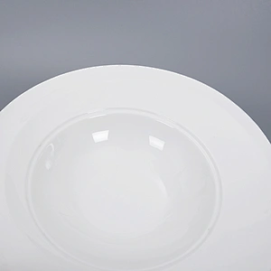 P&T Royal Ware custom elegant white round embossed ceramic restaurant soup plate