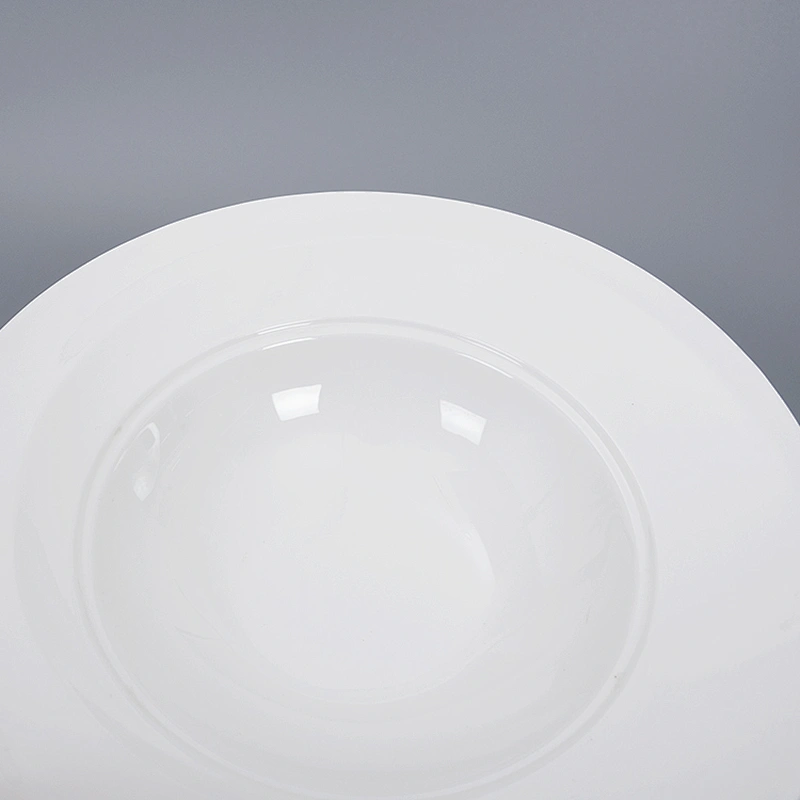 P&T Royal Ware custom elegant white round embossed ceramic restaurant soup plate