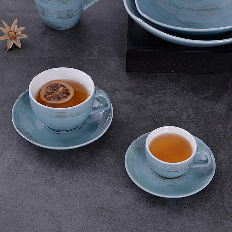 Chaozhou Porcelain Tableware Cup Wholesale Blue Coffee Tea Sets Tableware