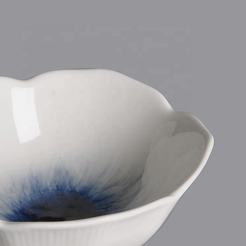 wholesale small white blue  japanese flower sakura shape ceramic porcelain bowl