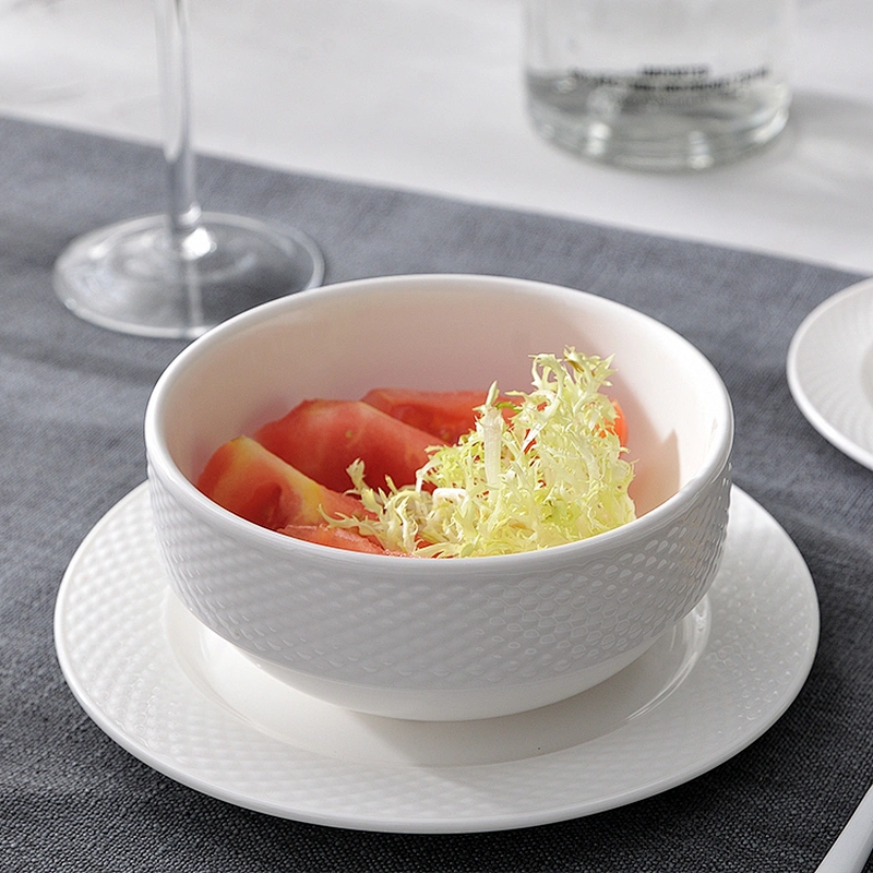 P&T Royal Ware white porcelain bowl set for cereal ceramic stackable cereal bowl with cup