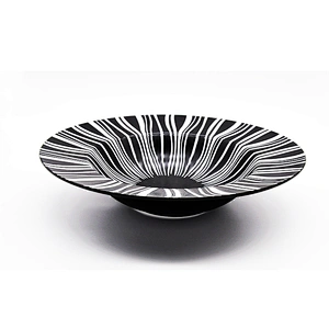 Round crockery porcelain dinner plate black flat spaghetti pasta plate