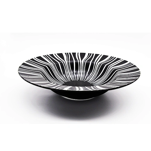 Round crockery porcelain dinner plate black flat spaghetti pasta plate