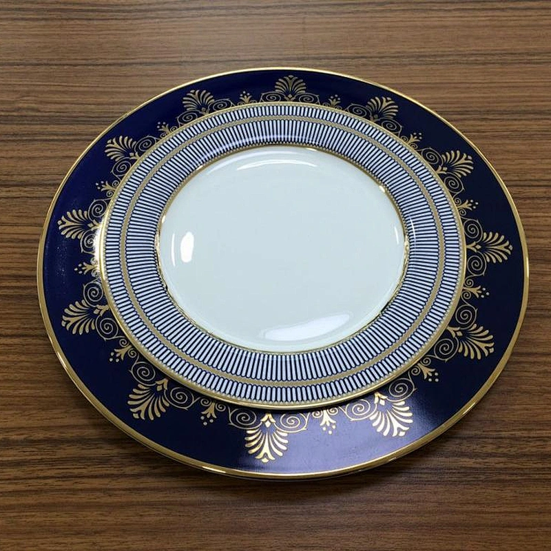 bone china factory,porcelain dinner set with gold rim design,color design decal plates