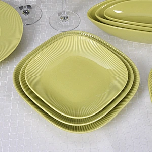 P&T Famous Brand Soup Plate Porcelain Round Edge, Green Salad Plate, Dinner noodle Soup Plate and Pasta Plate for Hotel
