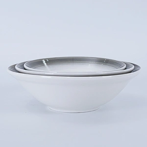 Factory Wholesale Eco-friendly Unique Glazed Grey Restaurant Porcelain Ceramic Salad Bowl