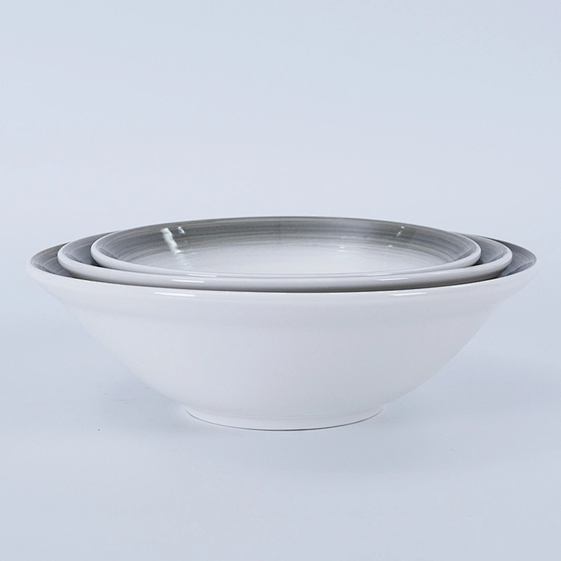 Factory Wholesale Eco-friendly Unique Glazed Grey Restaurant Porcelain Ceramic Salad Bowl