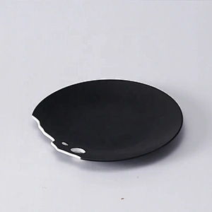 wholesale unique shape glazed matt black ceramic dinner plates for restaurant