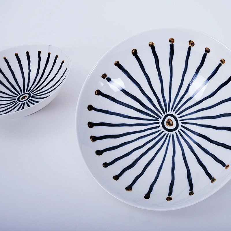 custom printed glazed microwave japanese restaurant white blue porcelain ramen ceramic bowl manufacturer