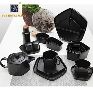 High quality promotional coffee tea sets black Color Glazed teapot and tea cups