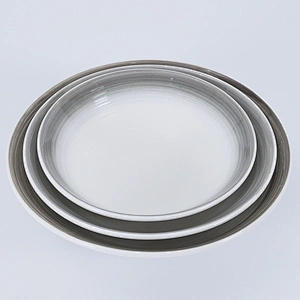 Factory Wholesale Eco-friendly Unique Glazed Grey Restaurant Porcelain Ceramic Salad Bowl