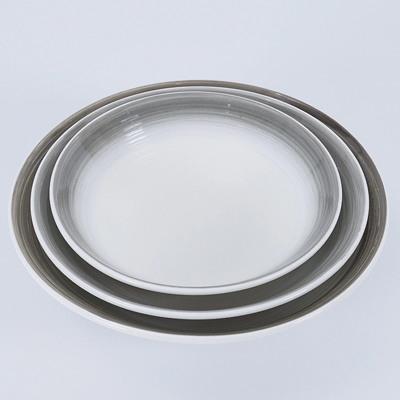 Factory Wholesale Eco-friendly Unique Glazed Grey Restaurant Porcelain Ceramic Salad Bowl