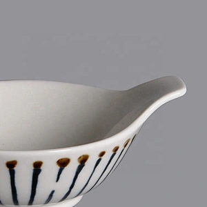 wholesale round porcelain ceramic noodle rice batter cereal bowl with handle
