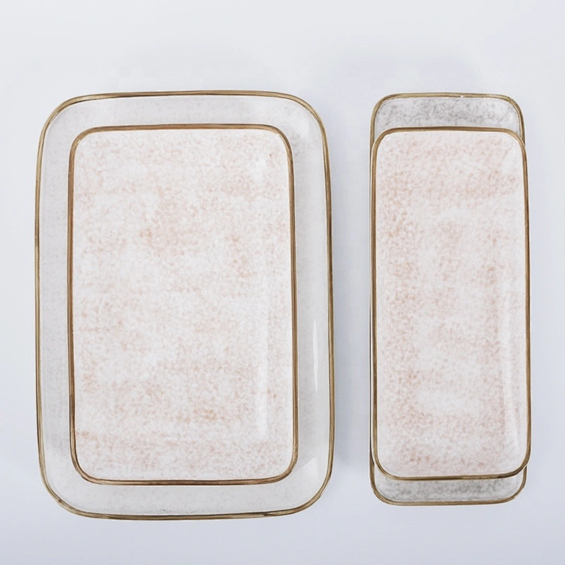 Nordic Restaurant Porcelain Flat Rectangular Ceramic Plates for Dessert Fruit Sushi