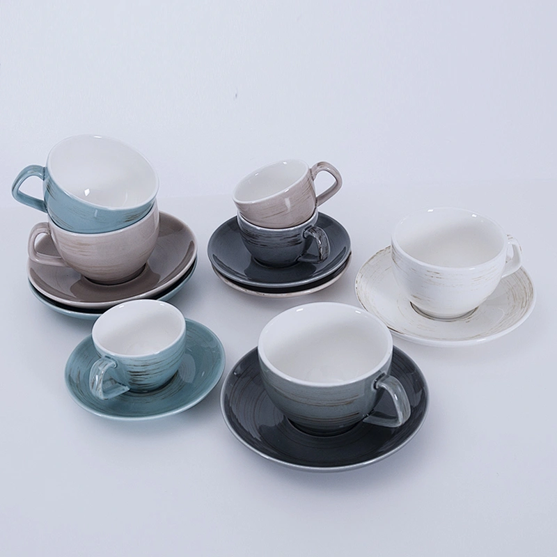 wholesale fancy round restaurant hotel porcelain ceramic coffee tea cup and saucer
