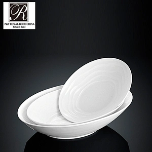 hotel ocean line fashion elegance white porcelain oval soup bowl